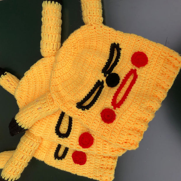 Woolen Knitted Pikachu Hat Autumn and Winter Warm Hood Sand Sculpture Hood Hat