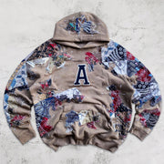 Retro fashion brand printed street hoodie