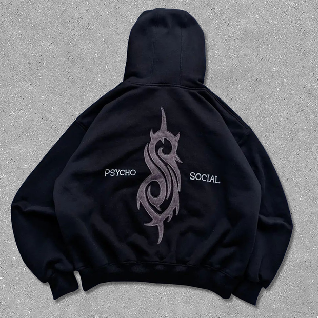 slipknot print long sleeve hoodie