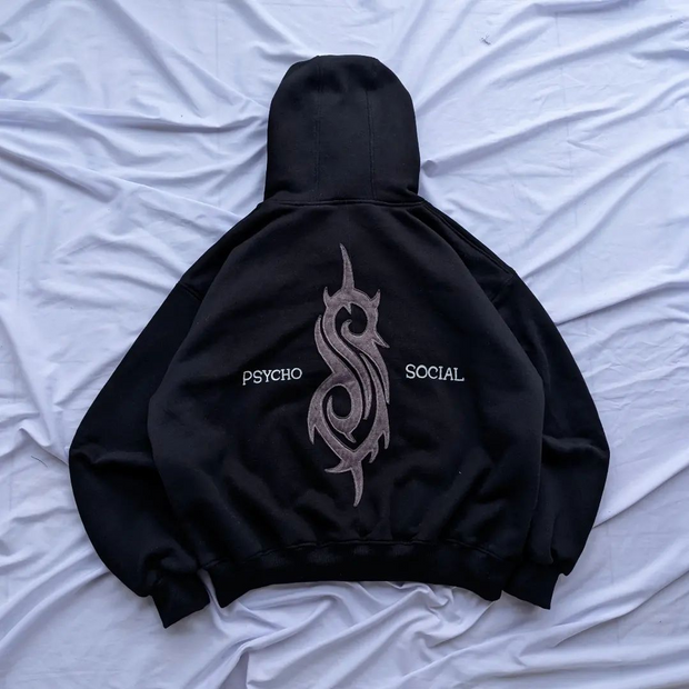 slipknot print long sleeve hoodie