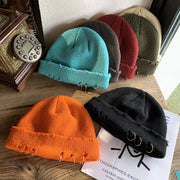 Trendy retro ripped knitted hat to keep warm