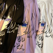 Rebellious girl Japanese two-dimensional print short-sleeved T-shirt