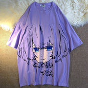 Rebellious girl Japanese two-dimensional print short-sleeved T-shirt