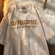 Loose letter embroidery tie-dye short sleeves