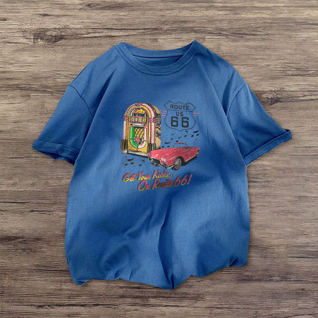 Car print street short sleeve T-shirt