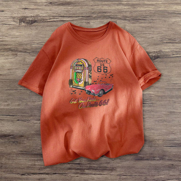 Car print street short sleeve T-shirt