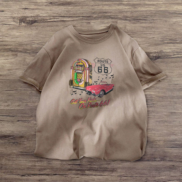 Car print street short sleeve T-shirt