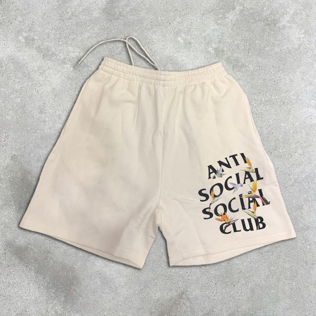 graphic print elastic shorts