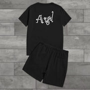 Angel patchwork casual street vacation suit