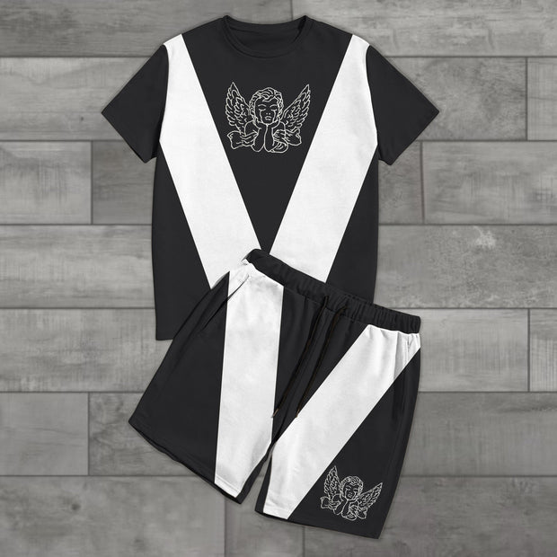 Angel patchwork casual street vacation suit