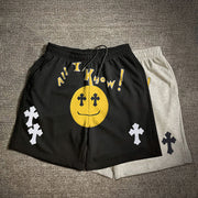 Casual cross smiley print track shorts