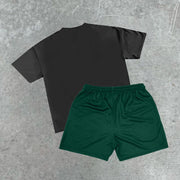 Vintage Print Street Short Sleeve Suit