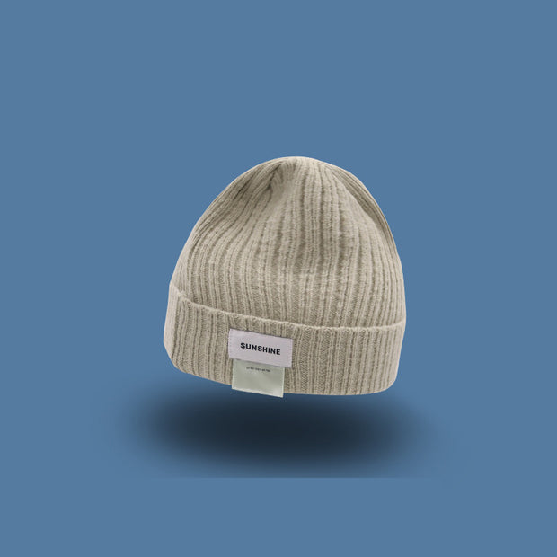 Letter double label woolen warm knitted hat