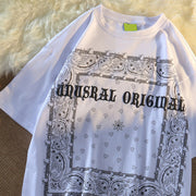 Street ins retro print short-sleeved T-shirt men