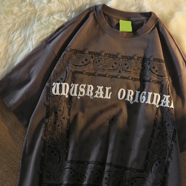 Street ins retro print short-sleeved T-shirt men