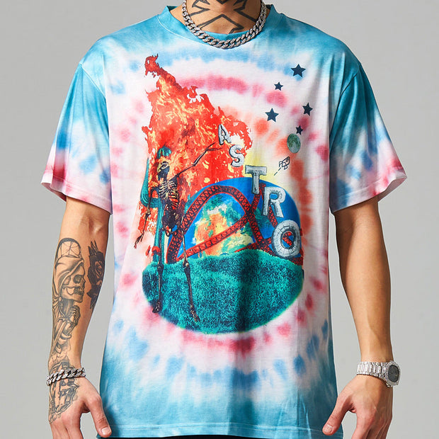 Personalized printed street tie-dye loose short-sleeved T-shirt