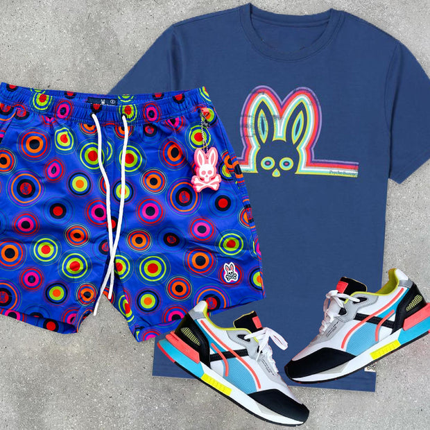 Two-piece set of fashion preppy casual round neck T-shirt and shorts