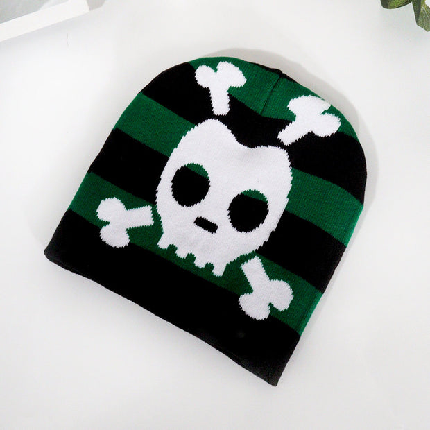 Striped skull knitted hat fashionable casual hat