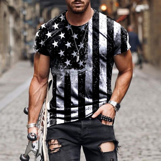 Fashion T-shirt New Flag Print Short Sleeve T-shirt