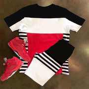 Casual Colorblock Sports Short Sleeve Suit