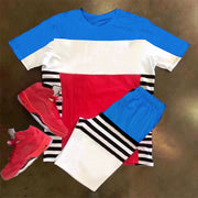 Casual Colorblock Sports Short Sleeve Suit