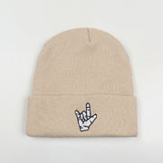 Rap gesture embroidery men's and women's knitted hat