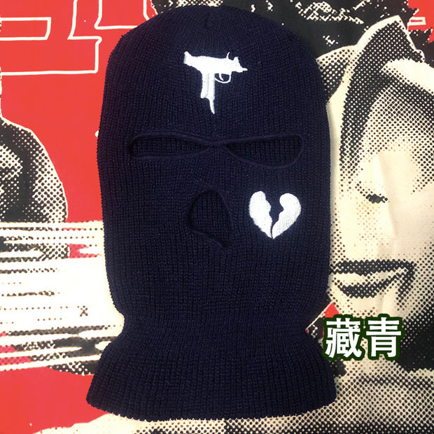 Broken heart street three-hole cap ski mask hat