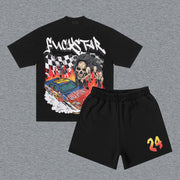 Racing No. 24 Print Short Sleeve Two Piece Set