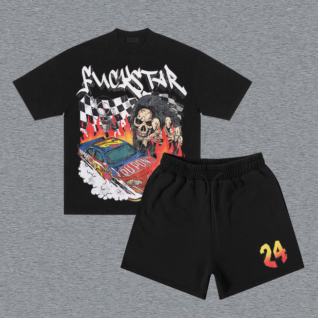 Racing No. 24 Print Short Sleeve Two Piece Set