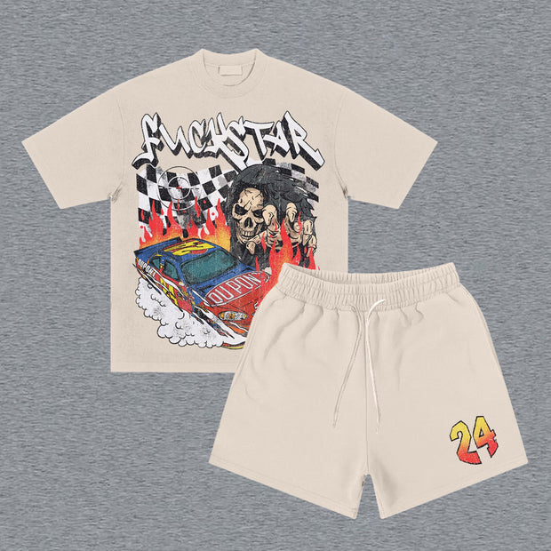 Racing No. 24 Print Short Sleeve Two Piece Set