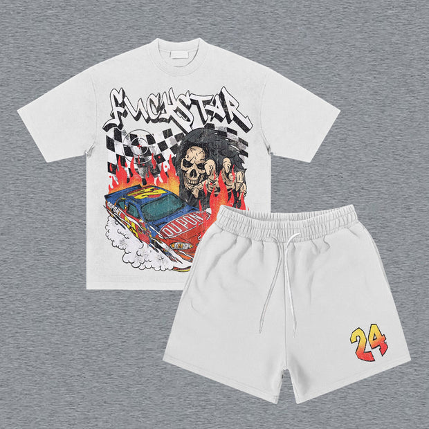 Racing No. 24 Print Short Sleeve Two Piece Set
