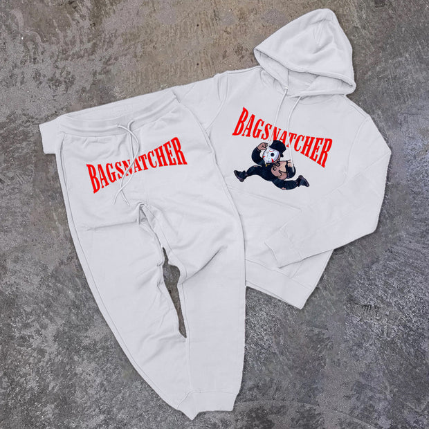 Voyeur print trendy hoodie and sweatpants set