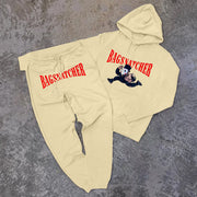Voyeur print trendy hoodie and sweatpants set