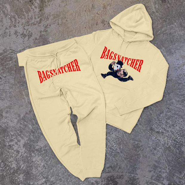 Voyeur print trendy hoodie and sweatpants set