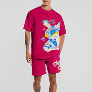 Personalized street print short sleeve suit