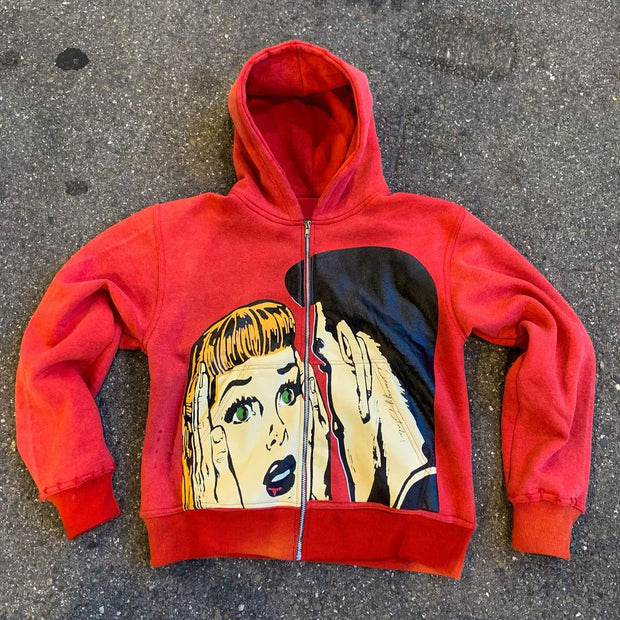 I Saw The Future Print Long Sleeve Zipper Hoodies