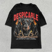 Doberman Graphic Print Short Sleeve T-Shirt
