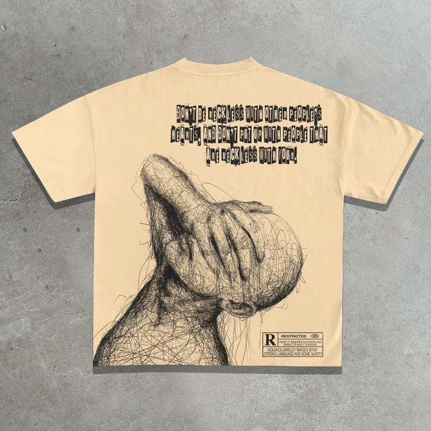 Casual street graffiti print T-shirt