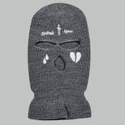 Cross broken heart knitted three hole hat