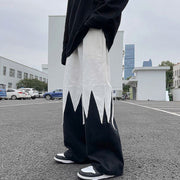 High street contrast color stitching hip hop high sense of color matching wide-leg pants