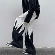 High street contrast color stitching hip hop high sense of color matching wide-leg pants