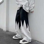 High street contrast color stitching hip hop high sense of color matching wide-leg pants