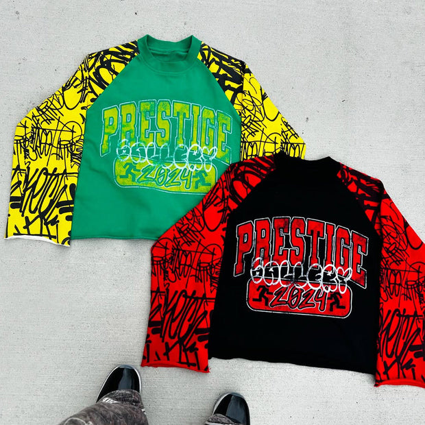 Palestine Print Long Sleeve Raglan Sleeve T-Shirt