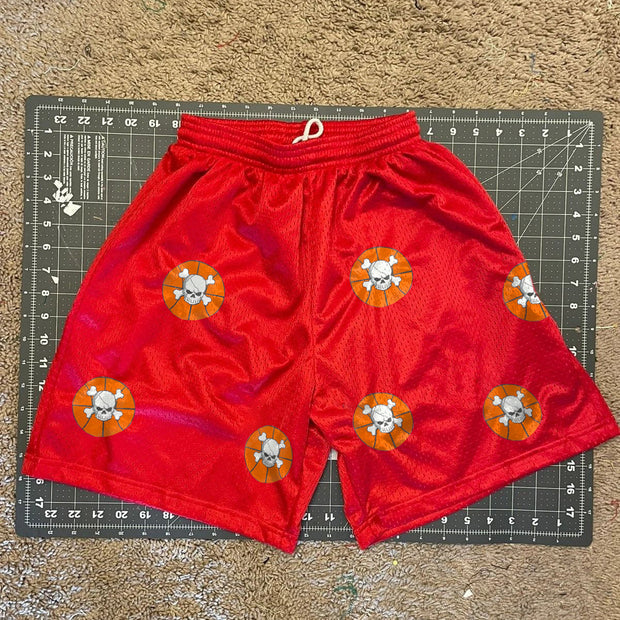 Skull print casual street style track shorts