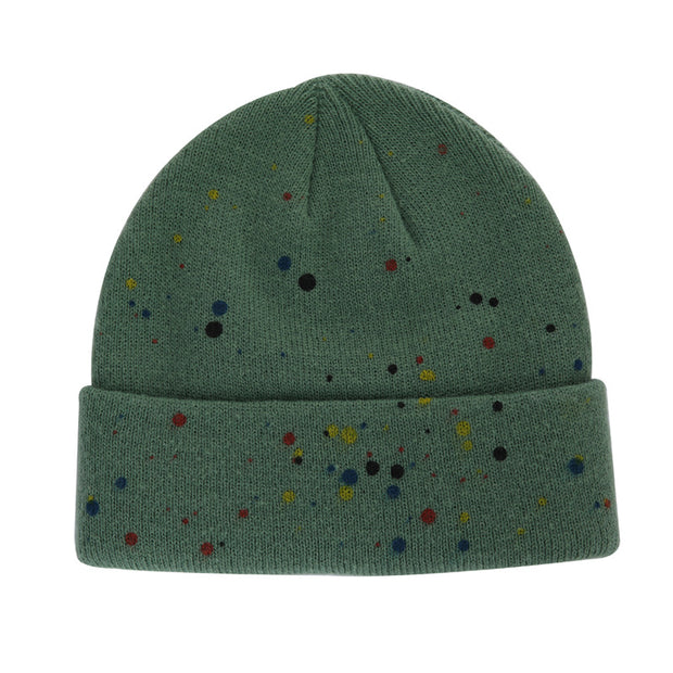 Spray-painted colorful polka dot graffiti wool knitting hat