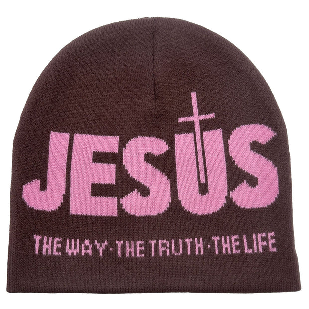 JESUS jacquard knitted hat