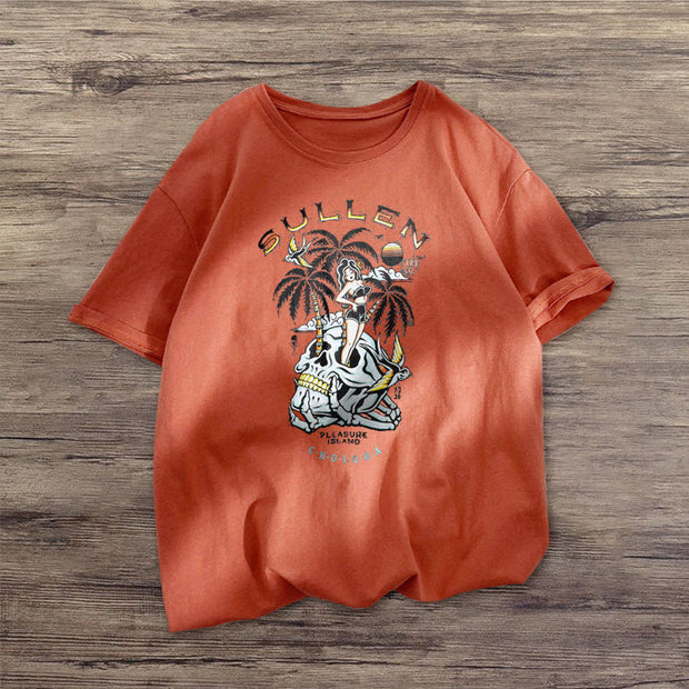 Coconut tree print casual T-shirt