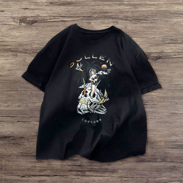 Coconut tree print casual T-shirt