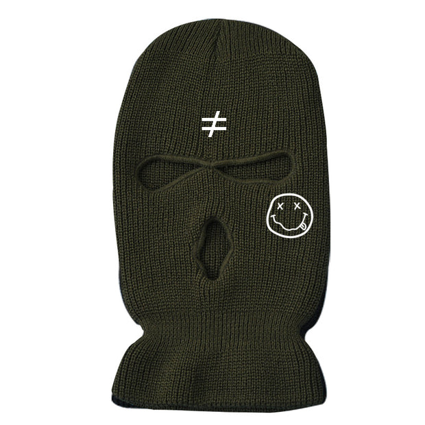 Warm knitted hat ski mask three-hole hat