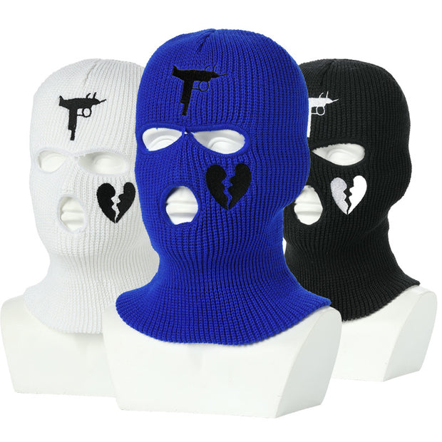 Knitted Ski Hat Outdoor Cycling Three Hole Mask Balaclava Head Cover